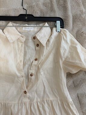 Little Lies Cream Button-Front Tiered Dress